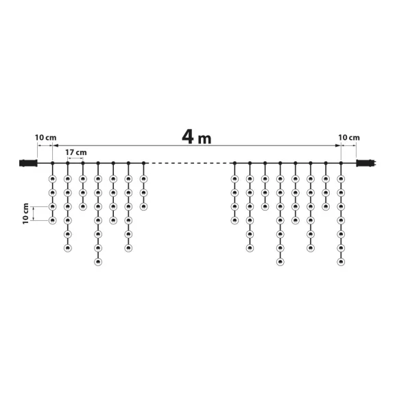 Fényfüggöny - 200 db LED - hidegfehér - hálózati - IP44 - 4,2 m - 8 program Fényfüggöny - 200 db LED - hidegfehér - hálózati - IP44 - 4,2 m - 8 program