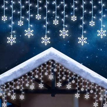   LED-es fényfüggöny - hópehely - 3 x 0,75 m - 224 hidegfehér LED - IP44