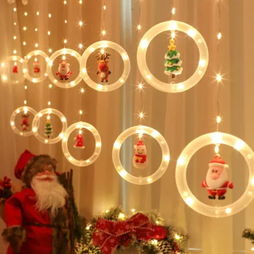   LED-es fényfüggöny - mikulás - 1,8 x 0,5 m - 125 melegfehér LED