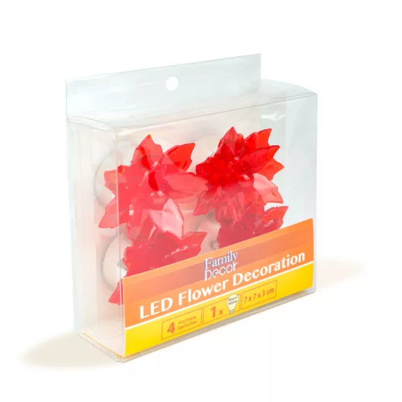 LED-es virág dekoráció - elemes - 4 db / csomag LED-es virág dekoráció - elemes - 4 db / csomag