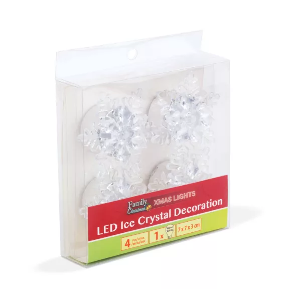 LED-es jégkristály dekoráció - elemes - 4 db / csomag LED-es jégkristály dekoráció - elemes - 4 db / csomag