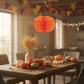 Őszi dekoráció - lampion tök - papír - 30 cm