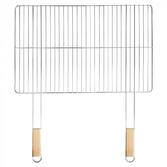 Szögletes grillrács fa fogantyúval 69x60 cm Szögletes grillrács fa fogantyúval 69x60 cm