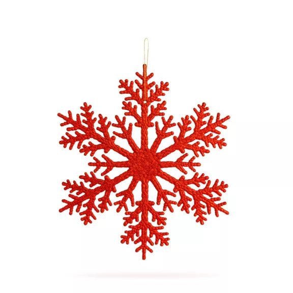 Karácsonyi dekoráció - jégkristály - glitteres piros - akasztható - 31 cm Karácsonyi dekoráció - jégkristály - glitteres piros - akasztható - 31 cm
