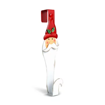   Karácsonyi kopogtató, ajtódísz tartó - fém - mikulás - 38 cm