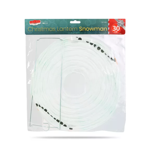 Karácsonyi lampion - hóember - papír - 30 cm