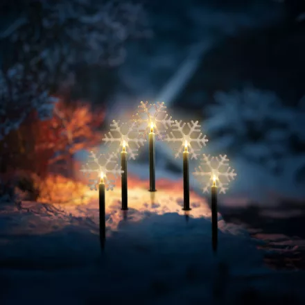 Karácsonyi lámpa - 5 LED - jégkristály - 34,5 cm - melegfehér - 3 X AA