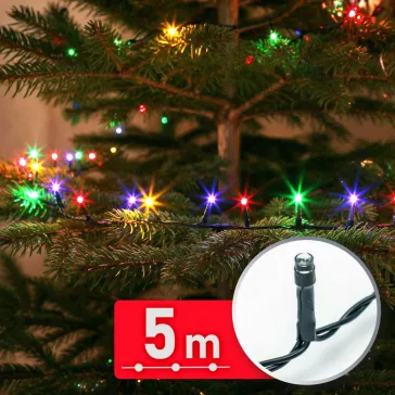   Fényfüzér - 5 m - színes - 100 LED - 220-240V - 6W - zöld kábel