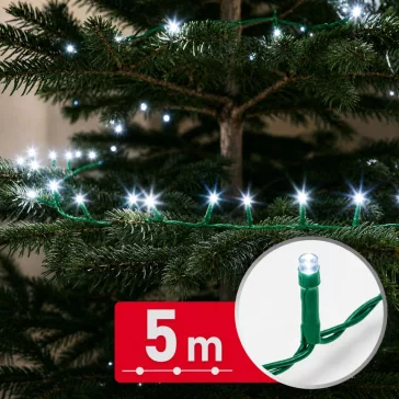   Fényfüzér - 5 m - hidegfehér - 100 LED - 100-240V - 6W - zöld kábel