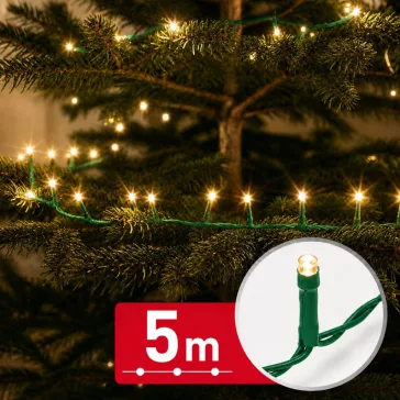   Fényfüzér - 5 m - melegfehér - 100 LED - 100-240V - 6W - zöld kábel