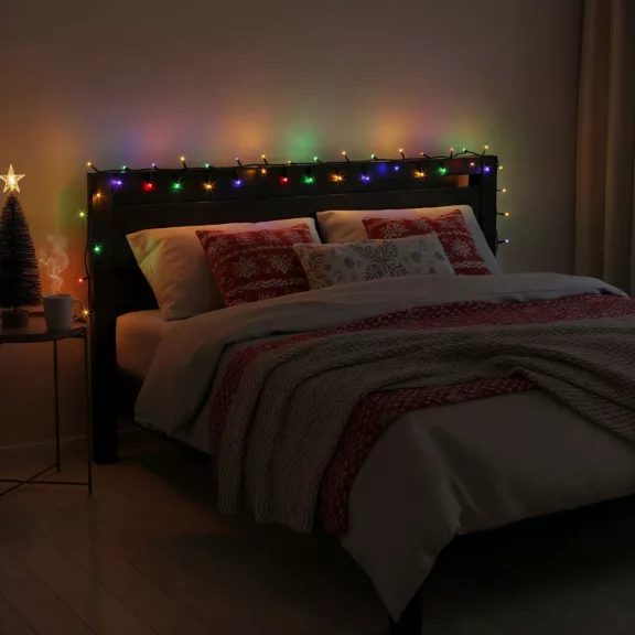 Fényfüzér - 5 m - színes - 100 LED - 220-240V - 6W - zöld kábel Fényfüzér - 5 m - színes - 100 LED - 220-240V - 6W - zöld kábel