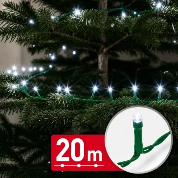   Fényfüzér - 20 m - hidegfehér - 400 LED - 100-240V - 6W - zöld kábel