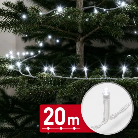 Fényfüzér - 20 m - hidegfehér - 400 LED - 220-240V - 6W - átlátszó kábel Fényfüzér - 20 m - hidegfehér - 400 LED - 220-240V - 6W - átlátszó kábel