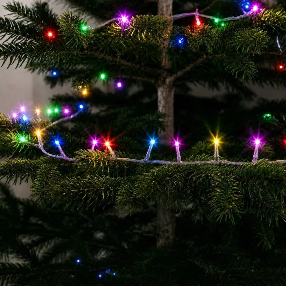 Fényfüzér - 20 m - színes - 400 LED - 100-240V - 6W - átlátszó kábel