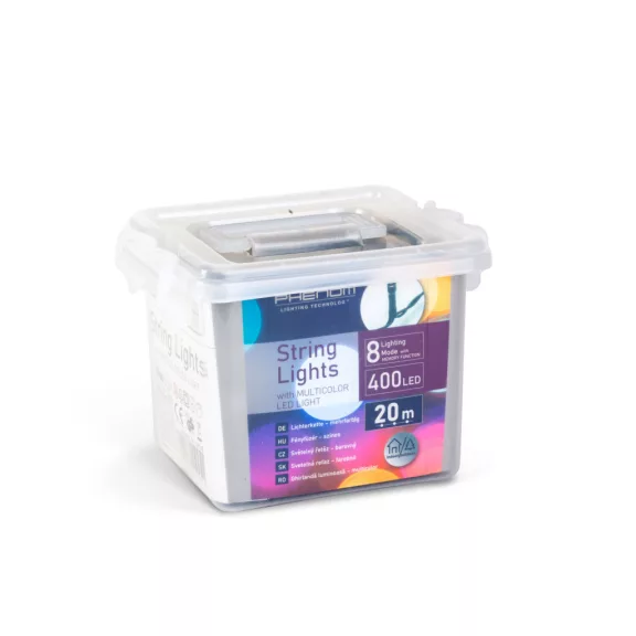 Fényfüzér - 20 m - színes - 400 LED - 220-240V - 6W - zöld kábel Fényfüzér - 20 m - színes - 400 LED - 220-240V - 6W - zöld kábel