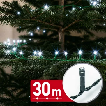   Fényfüzér - 30 m - hidegfehér - 600 LED - 220-240V - 6W - zöld kábel