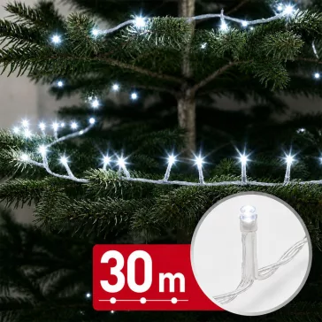   Fényfüzér - 30 m - hidegfehér - 600 LED - 220-240V - 6W - átlátszó kábel