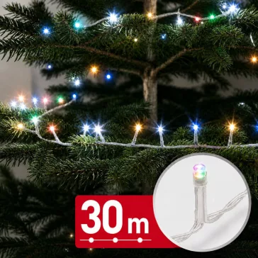   Fényfüzér - 30 m - színes - 600 LED - 220-240V - 6W - átlátszó kábel