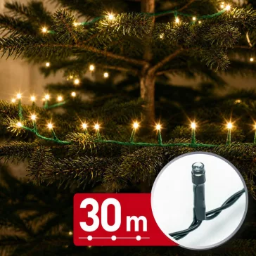   Fényfüzér - 30 m - melegfehér - 600 LED - 220-240V - 6W - zöld kábel