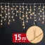 Fényfüzér függöny - 15 m - melegfehér - 600 LED - 100-240V - 6W - átlátszó kábel