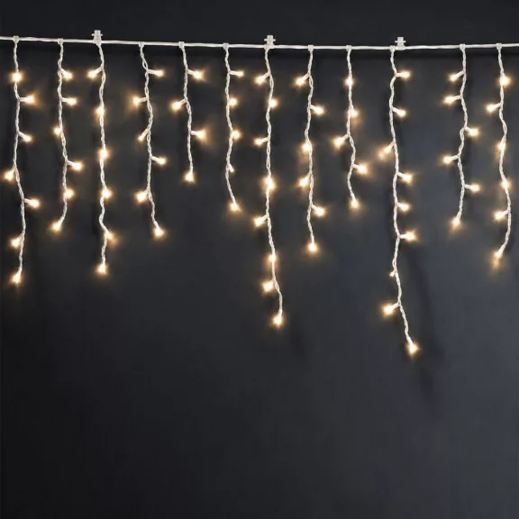 Fényfüzér függöny - 15 m - melegfehér - 600 LED - 100-240V - 6W - átlátszó kábel