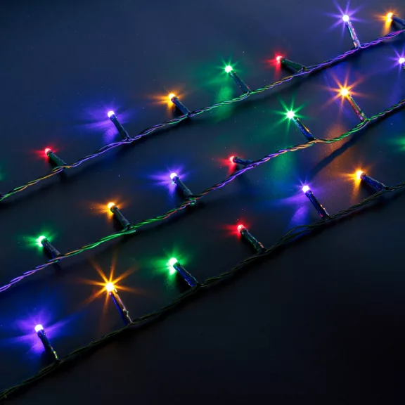 Fényfüzér - 50 m - színes - 1000 LED - 220-240V - 9W - zöld kábel Fényfüzér - 50 m - színes - 1000 LED - 220-240V - 9W - zöld kábel