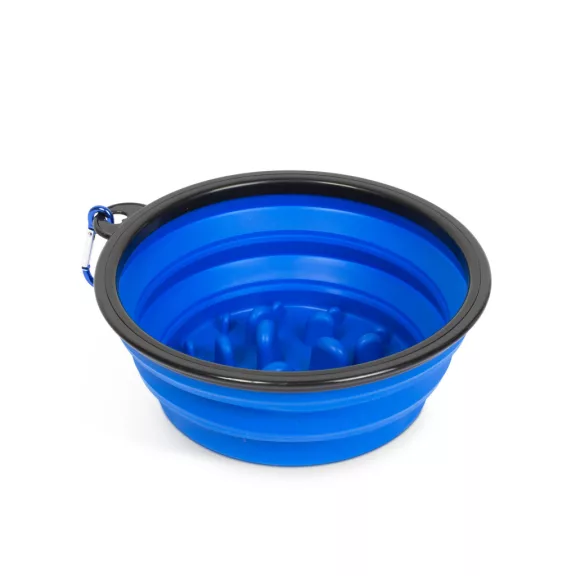 Összenyomható etetőtál - habzsolásgátlóval - kék - 1000 ml Összenyomható etetőtál - habzsolásgátlóval - kék - 1000 ml