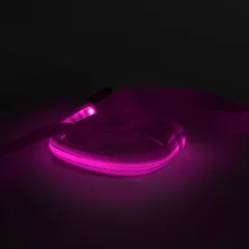 LED-es póráz - akkumulátoros - 120 x 2,5 cm - rózsaszín