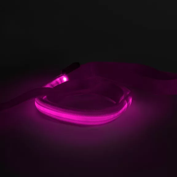 LED-es póráz - akkumulátoros - 120 x 2,5 cm - rózsaszín LED-es póráz - akkumulátoros - 120 x 2,5 cm - rózsaszín