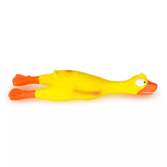 Kutyajáték - csirke alakú - sípoló - latex - 6 x 20 cm Kutyajáték - csirke alakú - sípoló - latex - 6 x 20 cm