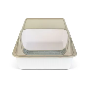 Macskaalom doboz - 51 x 35 x 10 cm - fehér, szürke