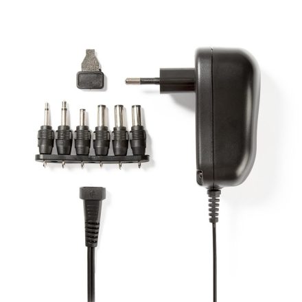 Nedis univerzális AC-DC tápegység, állítható 3V-12V DC 1A, 6 cserélhető táp dugó, 12W ACPA001 