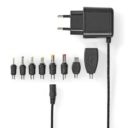 Univerzális hálózati adapter | 12.5 W | 5 V DC | 1.60 m | 2.5 A | 8 plug(s) | Fekete