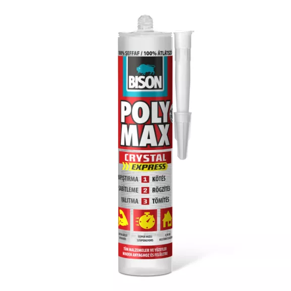 BISON Poly Max kristálytiszta tömítő, SM polymer ragasztó, 300g BISON Poly Max kristálytiszta tömítő, SM polymer ragasztó, 300g
