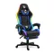 RGB LED-es gamer szék - karfával, párnával - fekete / kék