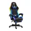 RGB LED-es gamer szék - karfával, párnával - fekete / kék