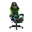 RGB LED-es gamer szék - karfával, párnával - fekete / zöld