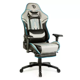   Gamer szék párnával - szürke/fekete/kék - 84 x 52 / 48 x 50 cm