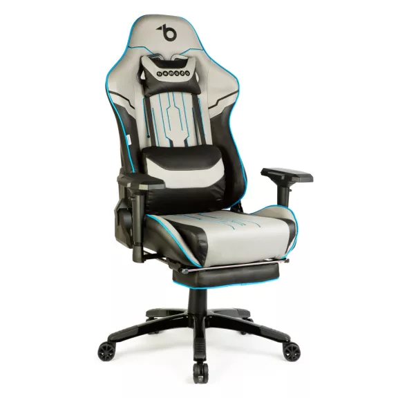 Gamer szék párnával - szürke/fekete/kék - 84 x 52 / 48 x 50 cm Gamer szék párnával - szürke/fekete/kék - 84 x 52 / 48 x 50 cm
