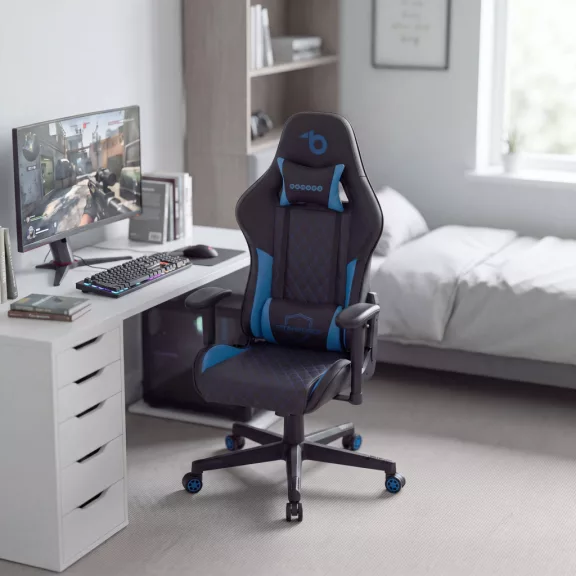 TItanForce gamer szék párnával - fekete/kék - 122 x 65 x 53 cm TItanForce gamer szék párnával - fekete/kék - 122 x 65 x 53 cm