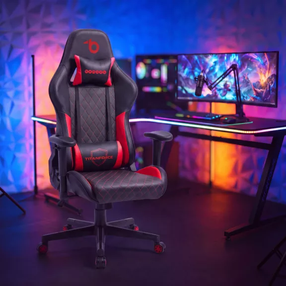 TItanForce gamer szék párnával - fekete/piros - 122 x 65 x 53 cm TItanForce gamer szék párnával - fekete/piros - 122 x 65 x 53 cm
