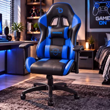   Gamer szék - fejtámlával, deréktámasszal - kék - 72 x 52 cm / 50 x 44 cm