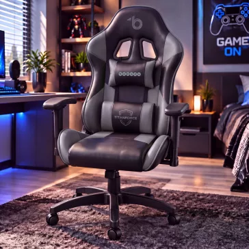   Gamer szék - fejtámlával, deréktámasszal - szürke - 72 x 52 cm / 50 x 44 cm