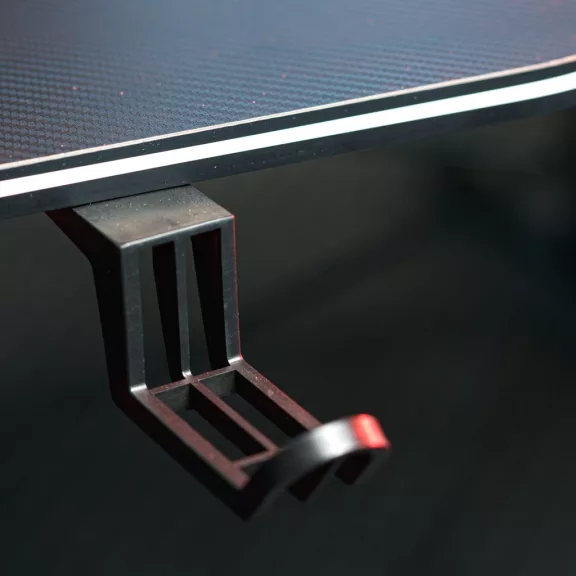 Gamer asztal - 120 x 60 x 75 cm - RGB LED, USB, pohártartó, fejhallgató tartó, 15 mm MDF - fekete Gamer asztal - 120 x 60 x 75 cm - RGB LED, USB, pohártartó, fejhallgató tartó, 15 mm MDF - fekete