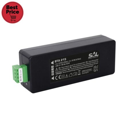 SAL BTA 215 vezeték nélküli BT erősítő, 2x15 W / 4 Ohm, 2x10 W / 8 Ohm, 20 Hz - 20.000 Hz
