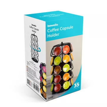   Fém kávékapszula tartó - 35 db Dolce Gusto kapszulához - 165 x 165 x 320 mm - fekete