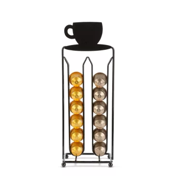   Fém kávékapszula tartó - 28 db Nespresso kapszulához - 125 x 115 x 340 mm - matt fekete