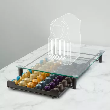   Fém kávékapszula tartó - 60 db Nespresso kapszulához - 410 x 260 x 60 mm - matt fekete