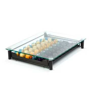   Fém kávékapszula tartó - 60 db Nespresso kapszulához - 410 x 260 x 60 mm - matt fekete