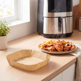   Air fryer sütőpapír - olaj nélküli sütőhöz - négyzet - 20 cm - 50 db / csomag